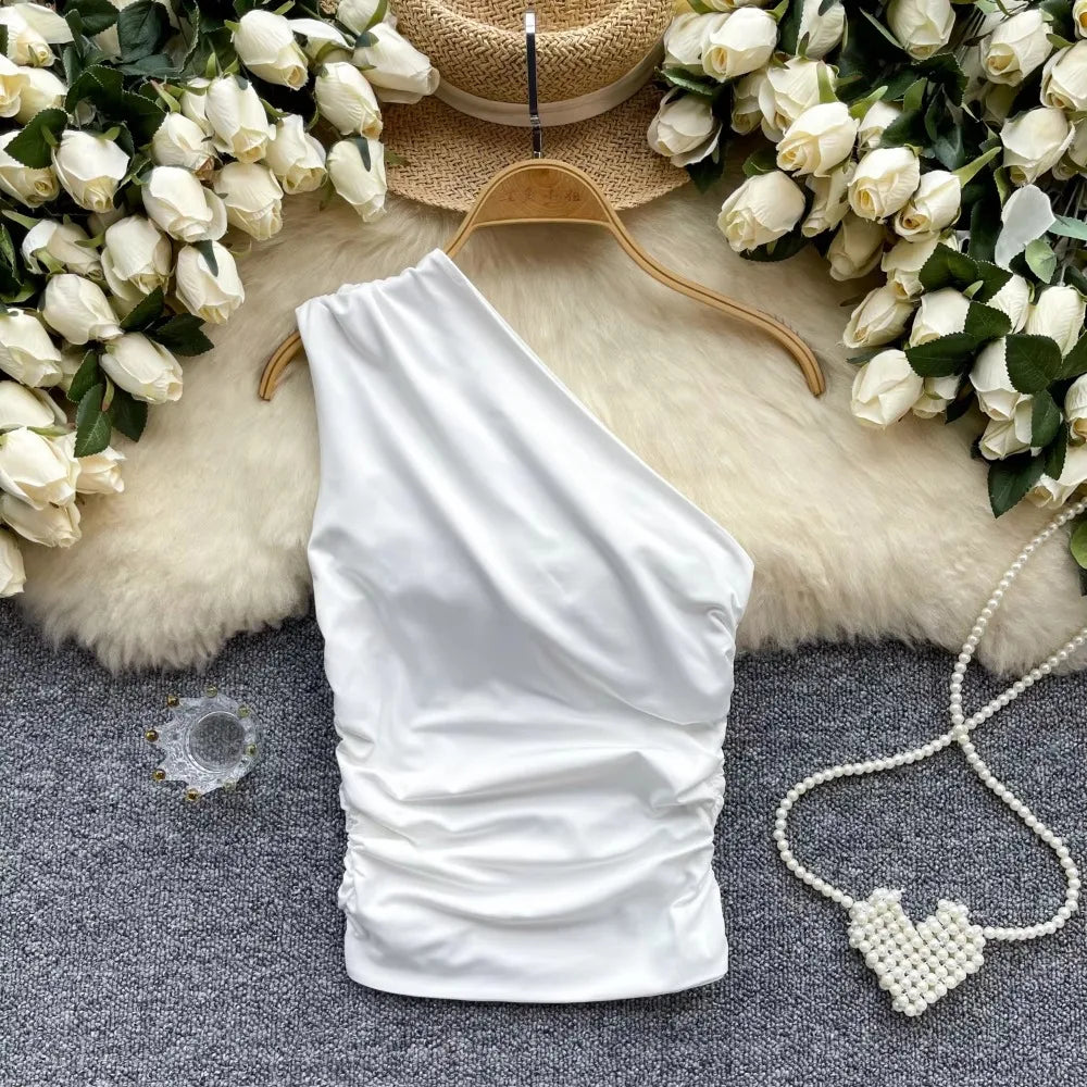 Asymmetrical Pleated Tank Top