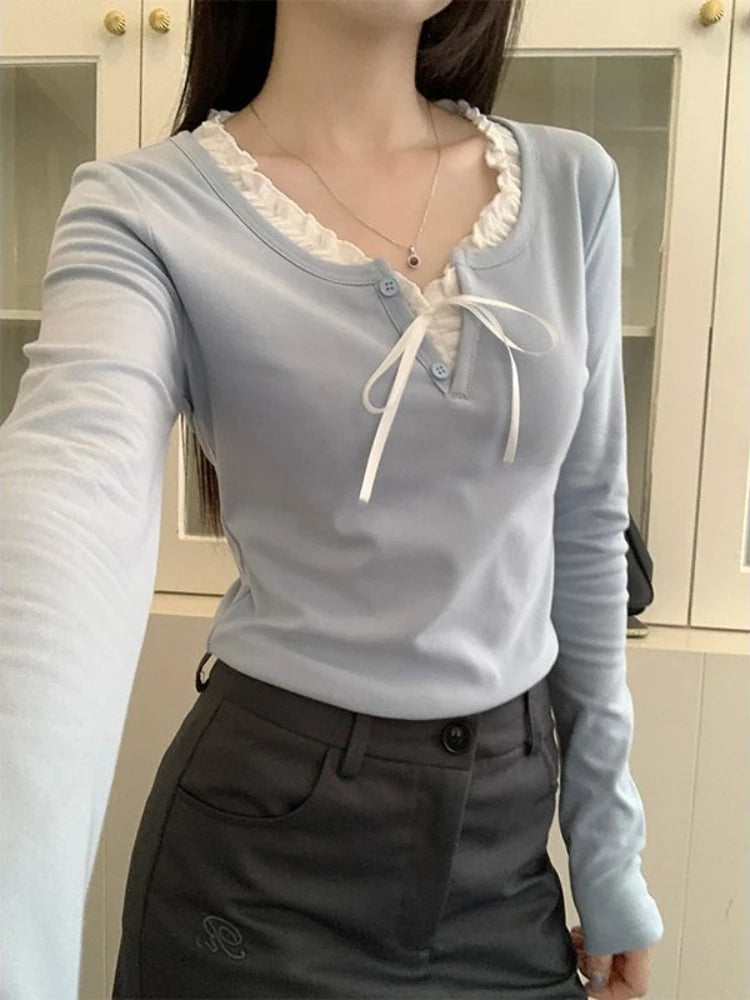 Bow Simple Patchwork Tee