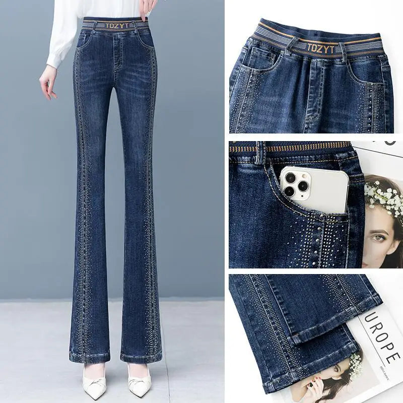 Simple Elegant High Waist Micro Flared Jeans