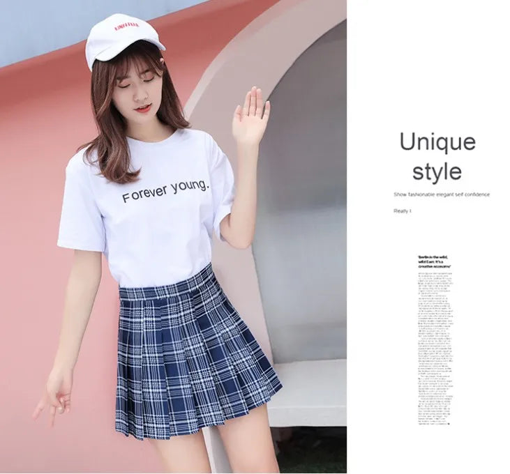 Pleated Plaid Skirt