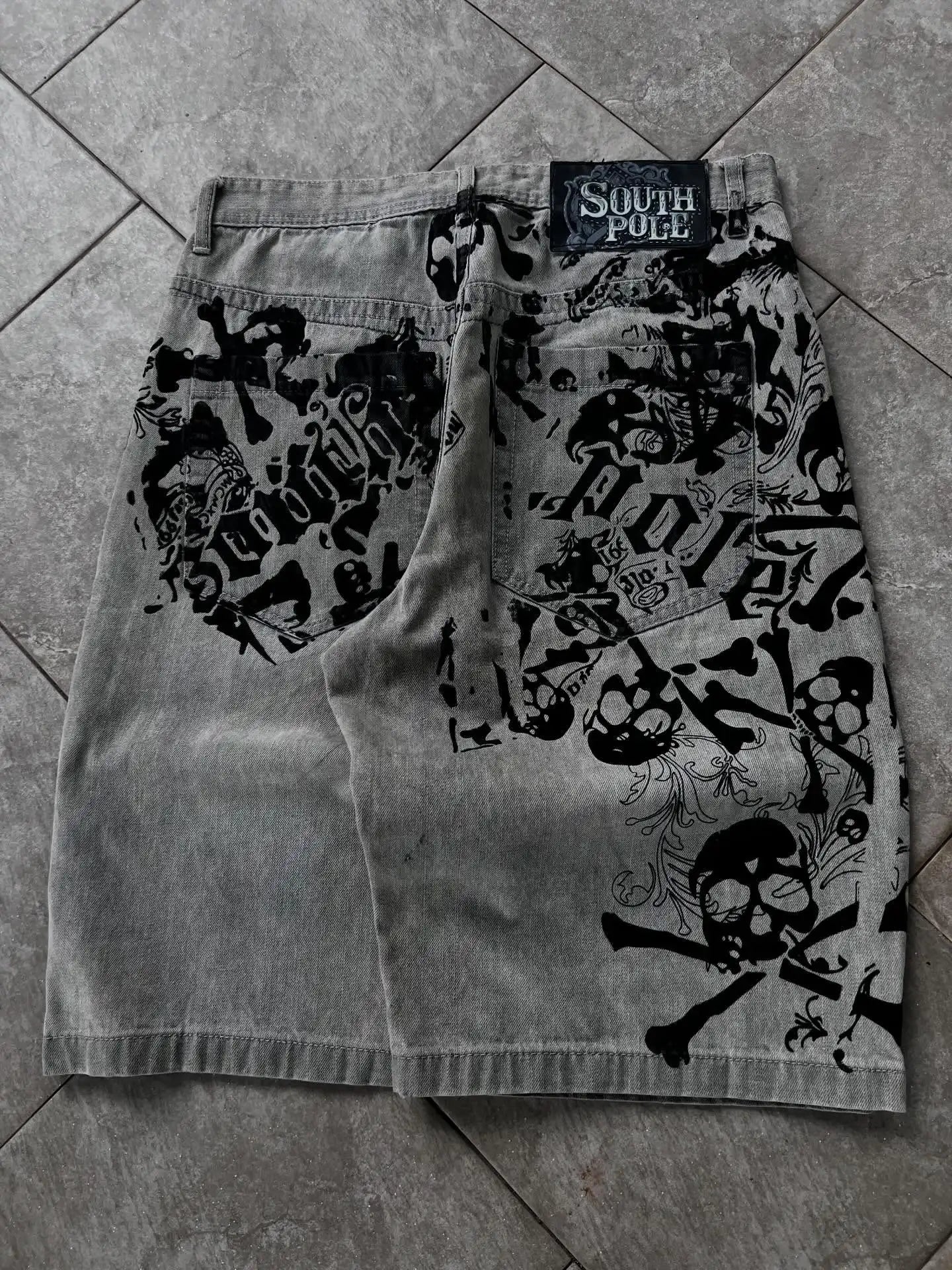 Pattern Denim Shorts