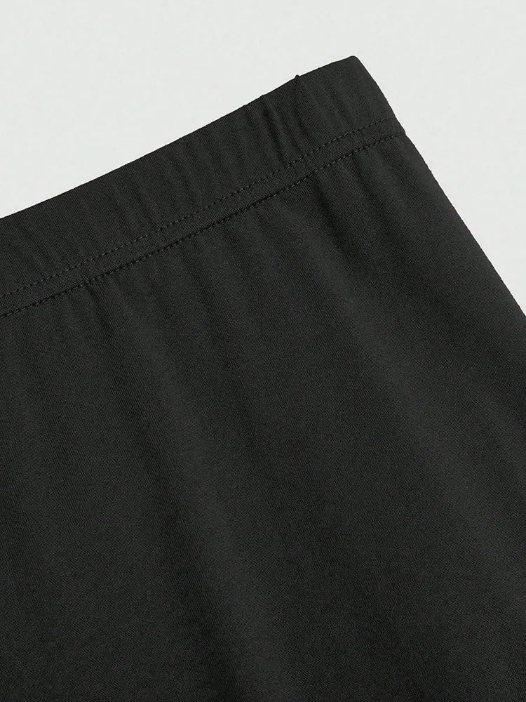 High-Waist Knitted Ruched High-Slit Midi Skirt