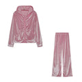 Women's Two Piece Tracksuit with Rhinestone Design, Casual Lounge Set, Sparkling Letter Hoodie and Pants