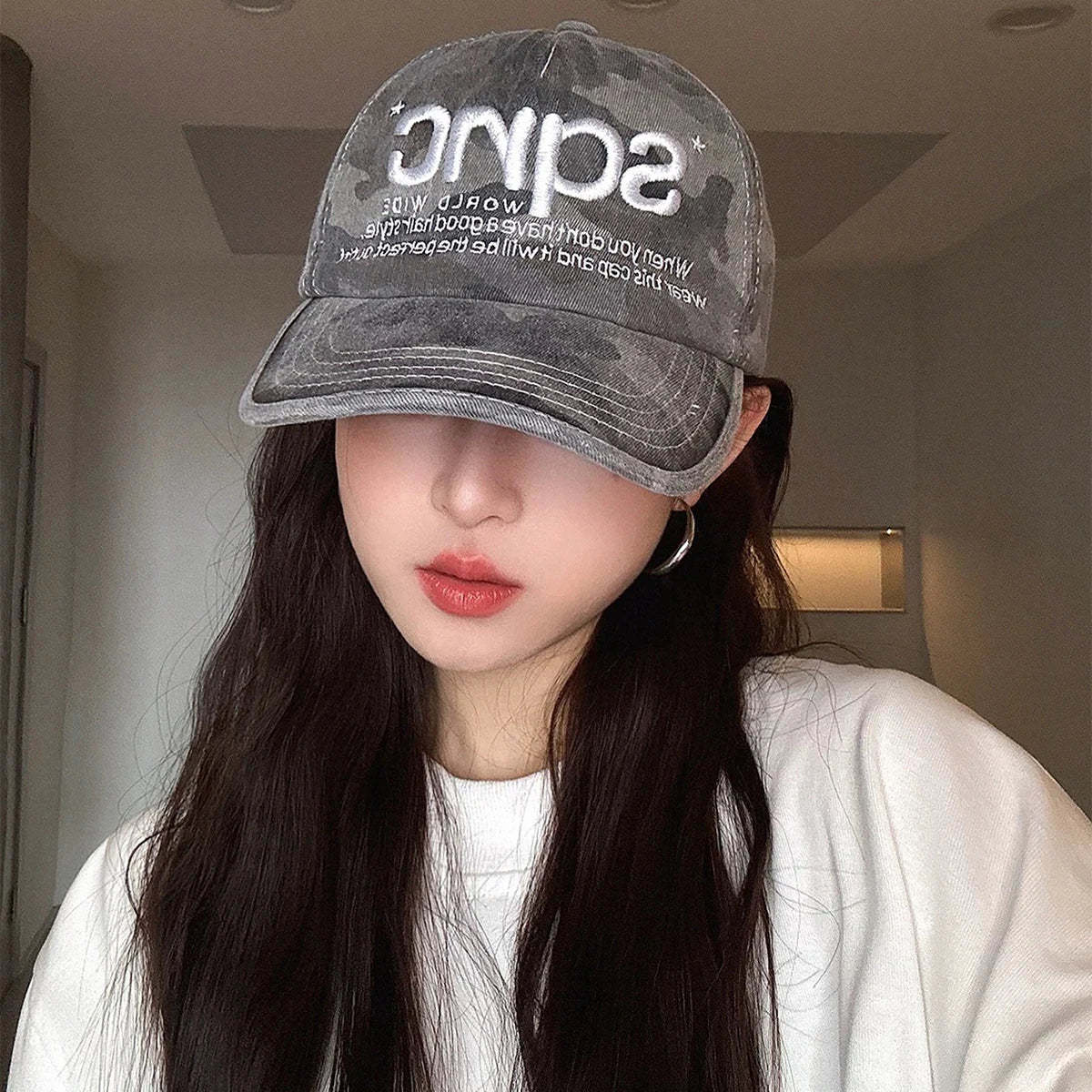 CAMO Letter Embroidery Baseball Hat