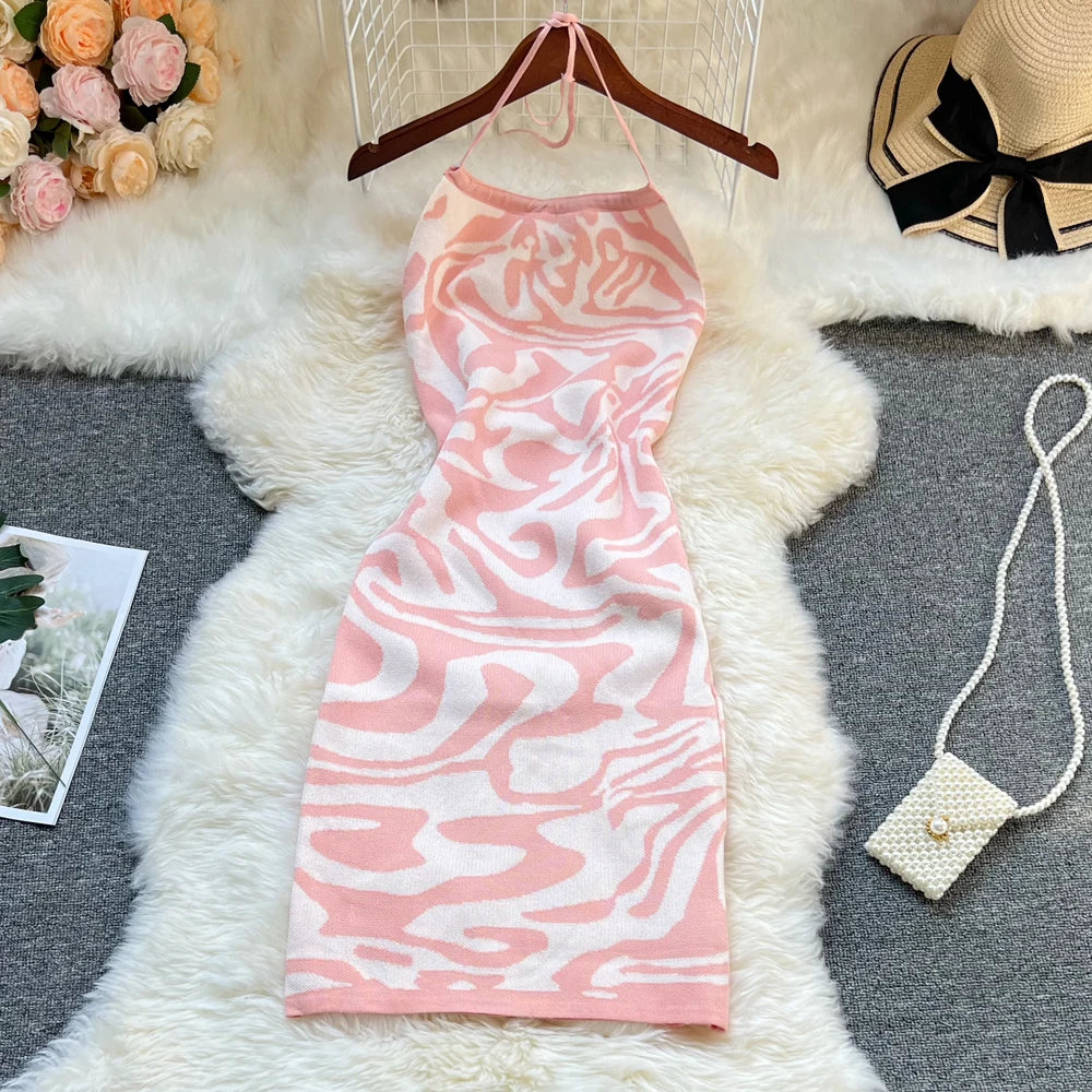 YuooMuoo Halter Bodycon Mini Dress