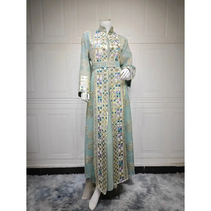 Eid Abaya Women Party Dress 2 Piece Set Kaftan Jalabiya Elegant Muslim Dubai Vestidos Largo Ramadan Caftan Long Robe Abayas 2026