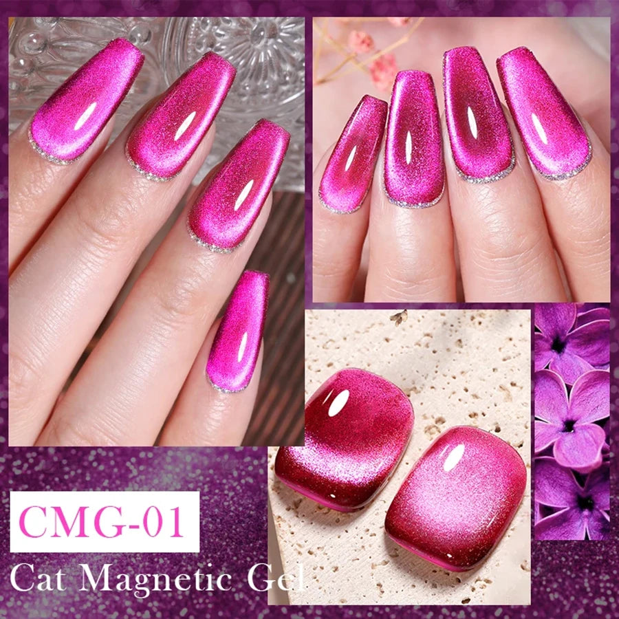 WS 1Pcs 10ML 2026 New Dragon Fruit Cat Eye Gel - Ultra-Bright Magnetic Polish with Diamond Sparkle Effect