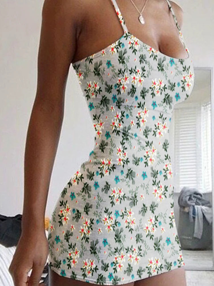 Print Backless Slip Dress