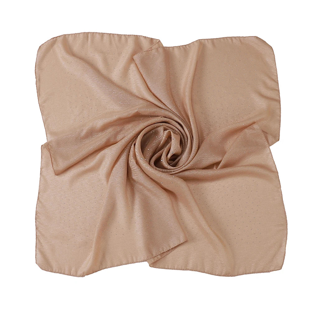 New Muslim Chiffon Square Hijab Premium Rhinestone Scarf Malaysia Shawl Plain Muslim Wraps Soft Turban Headband Shawl Supplier