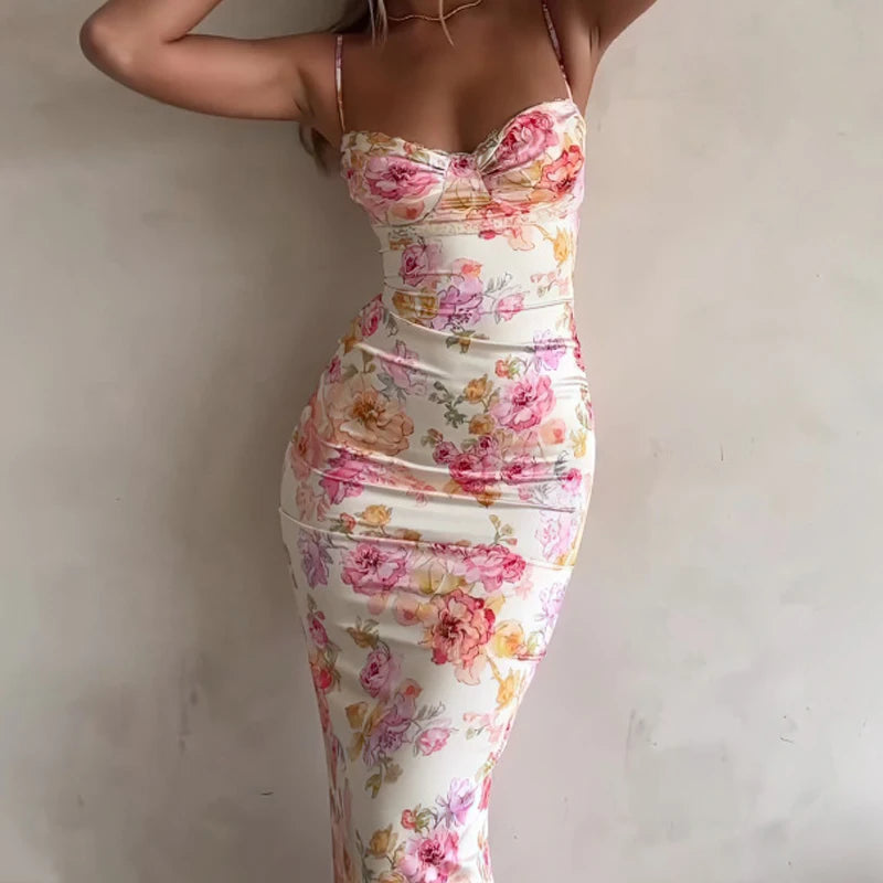 Floral Print Spaghetti Strap Dress