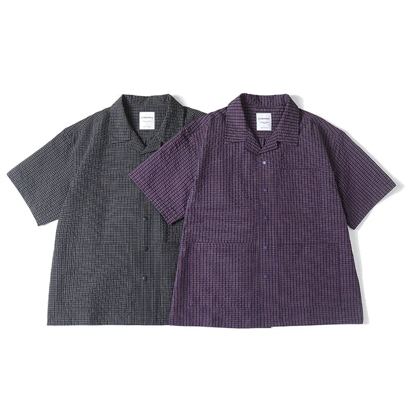 Gingham Relaxed Fit Camp Collar Shirt