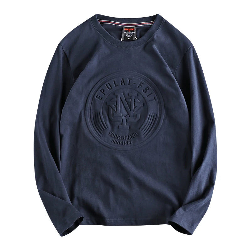 Minimalist Embossed Logo Long Sleeve Tee