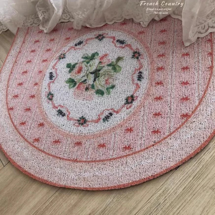 Oval Pink Rose and Cherub Mat