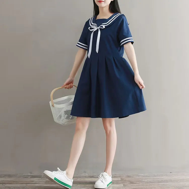 Sailor Collar Striped Dress