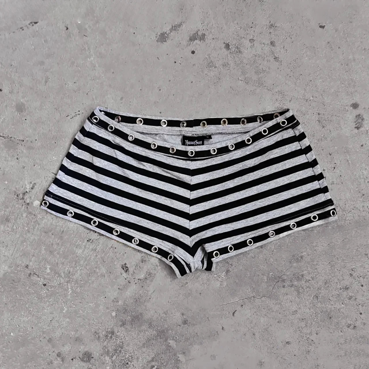 Striped Tube Top and Booty Shorts Set with Skull Graphic