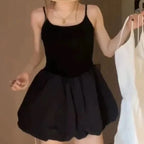 Solid Ruffle Short Dress