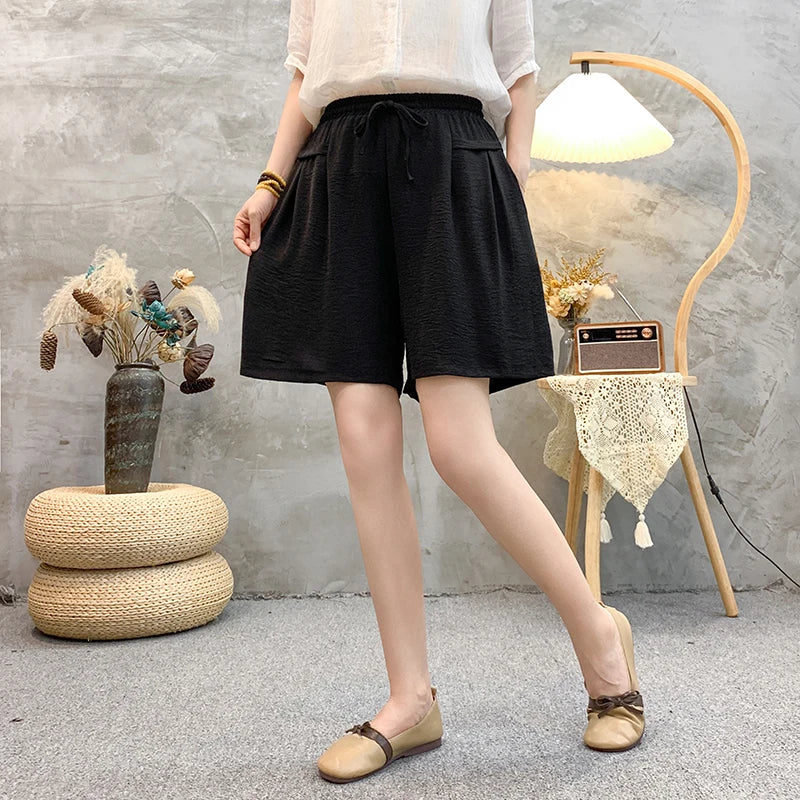 Waist Wide-Leg Shorts