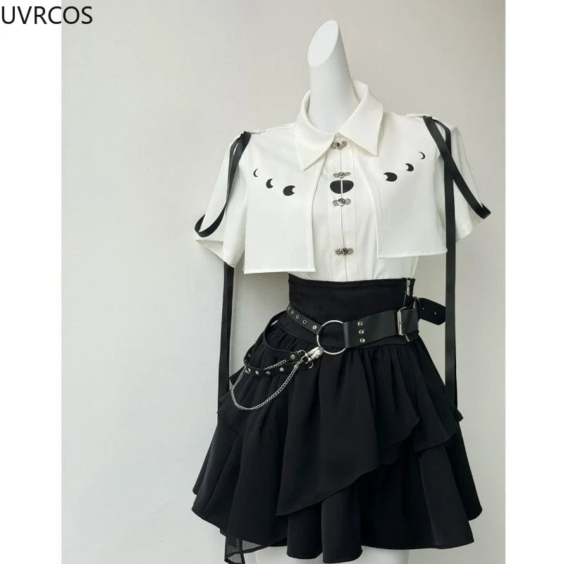 Shirt + Slim Mini Pleated Skirt Set