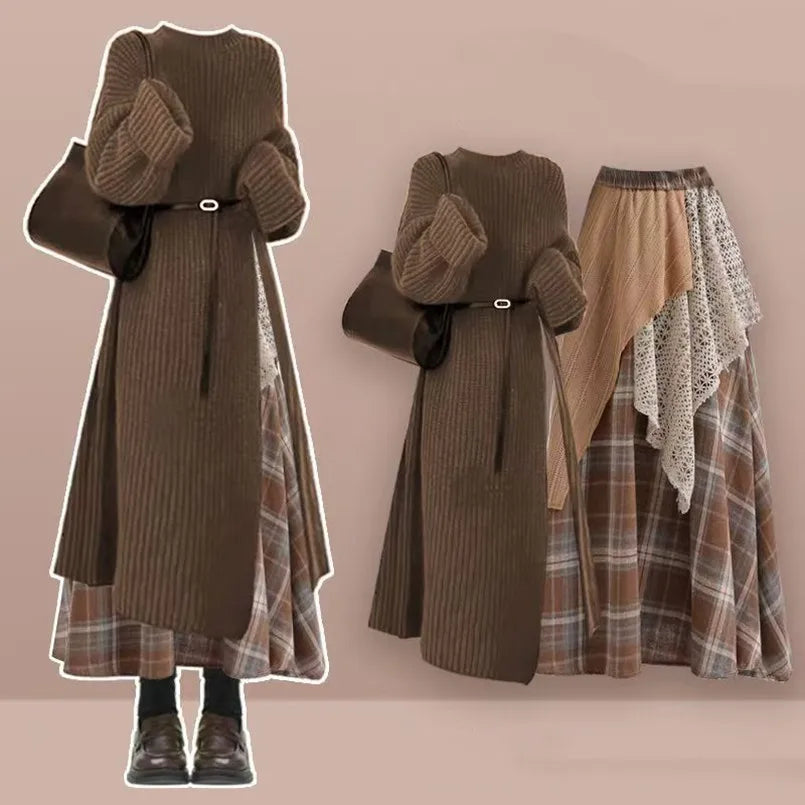 Sweater + Half Skirt Two-piece Set