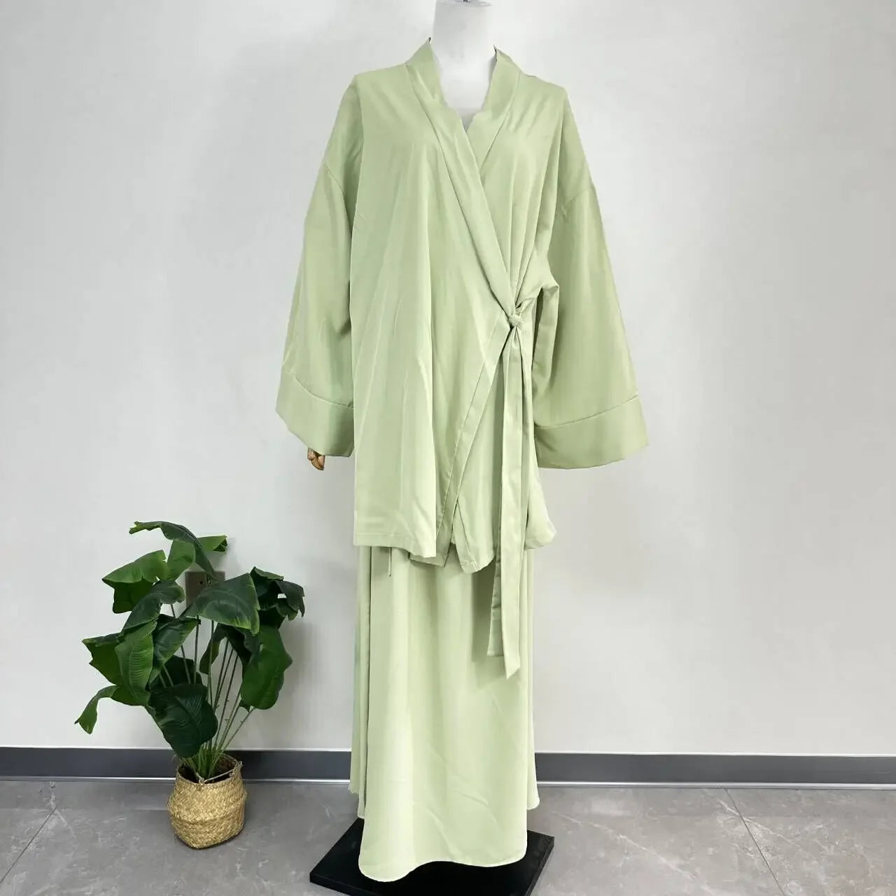 Eid Muslim Suit Modest Two Piece Women Lace Up Top Skirt Outfits Ramadan Morocco Dubai Abayas Ensemble Islam Arab Jalabiya 2025