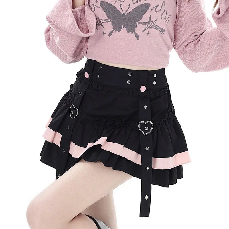 Bandage Patchwork Cake Skirt