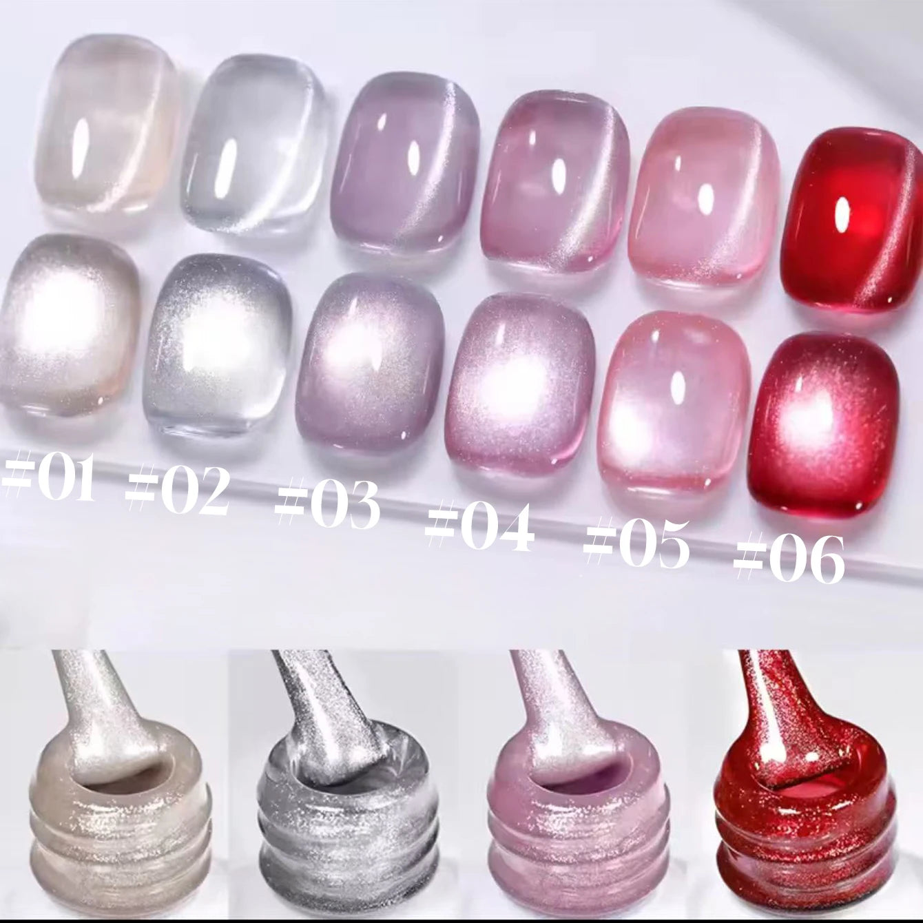 12ML 1-16PCS Beach Essentials Summer Nails Top Selling Fenglin Evening Moonlight Cat Eye Green Glass Bead Magnet Gel Nail Polish