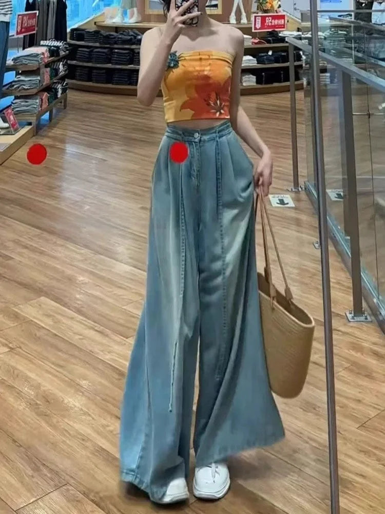 High Waist Straight Leg  Denim Jeans