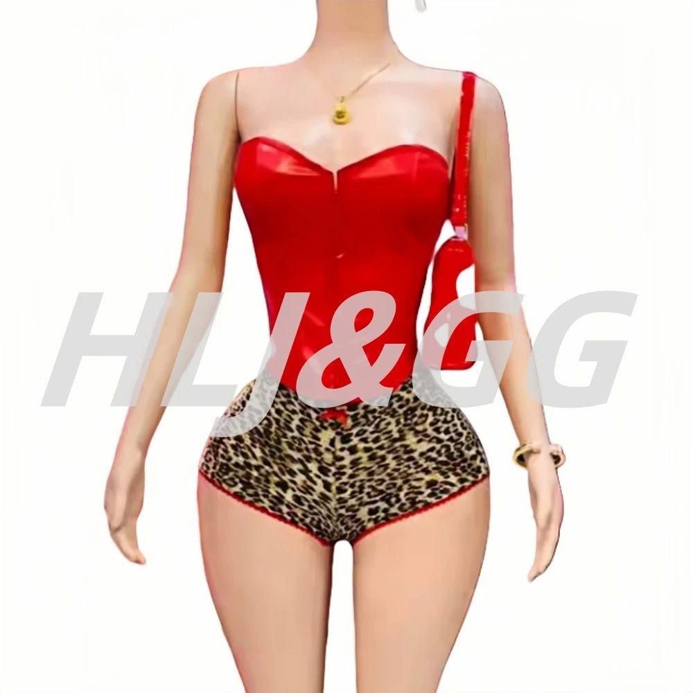 HLJ&GG Glossy Leather Corset Two Piece Sets