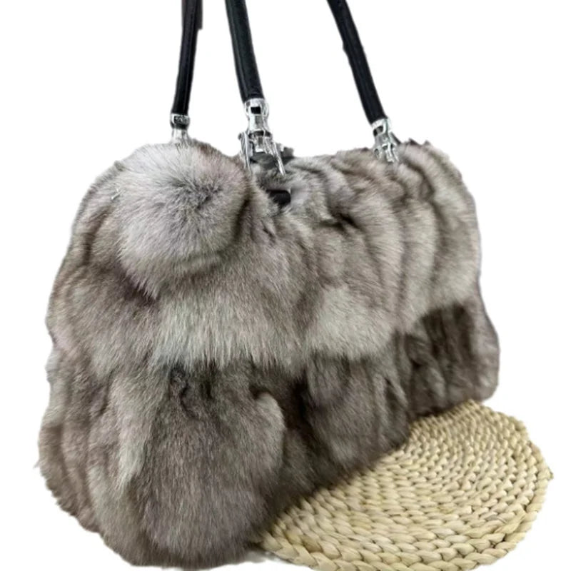 Natural Fox Fur Clutch Bag