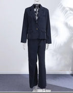 Backless Tie Waist Pinstripe Blazer Set