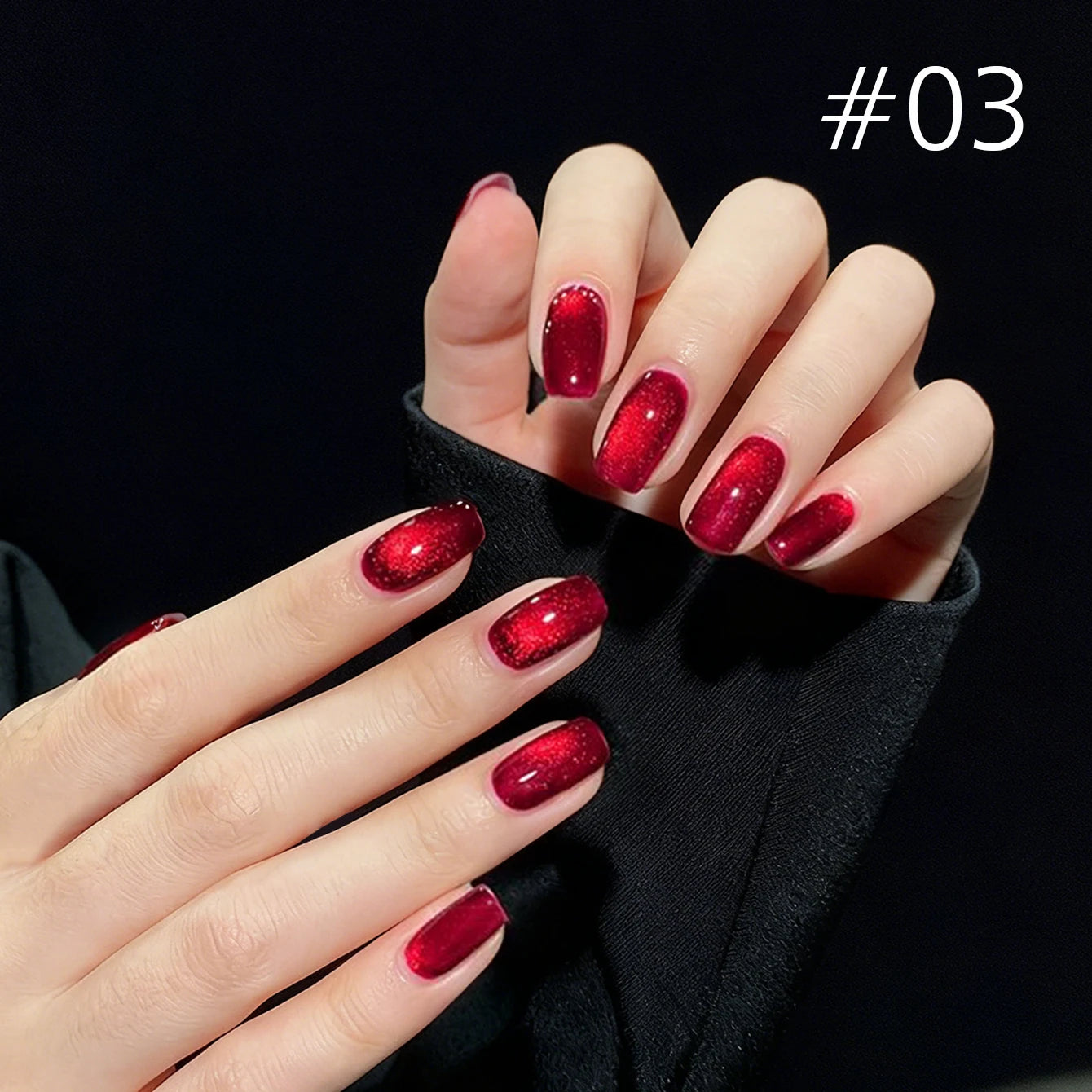 10ML 1-8PCS Red Cat Eye Nail Polish Red Nails 2026 New Cherry Wine Deep Red Glass Bead Magnet Cat Eye Spear Crystal Gel