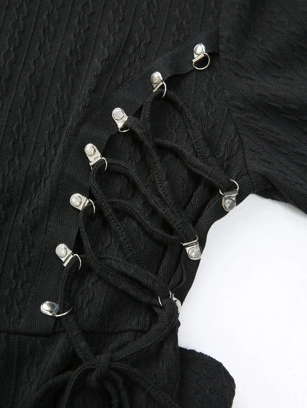 Knit Lace Up Pullover Hoodie