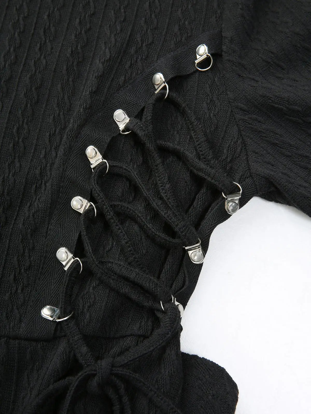 Knit Lace Up Pullover Hoodie