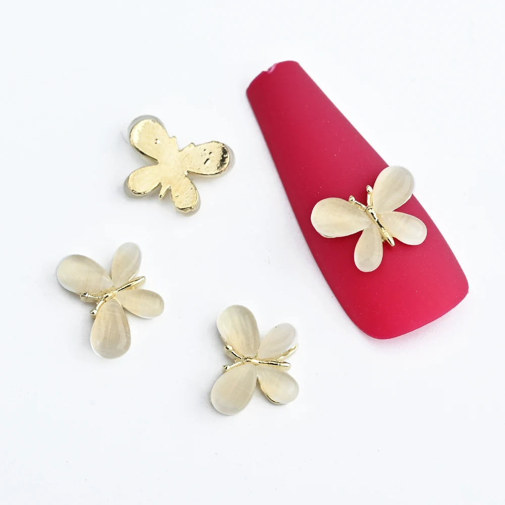 10Pcs Butterfly Nail Art Designer Charms 3D-Luxury Crystal Butterfly Nail Art Decor 12X10mm Alloy Butterfly Manicure Rhinestone*