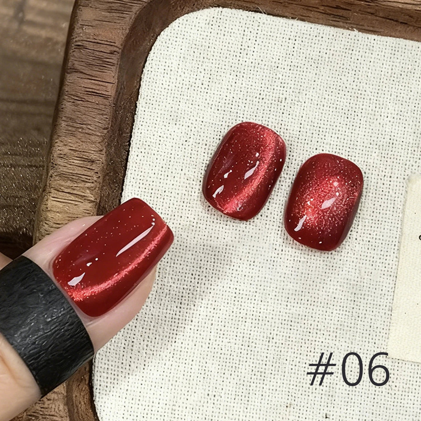 10ML 1-8PCS Red Cat Eye Nail Polish Red Nails 2026 New Cherry Wine Deep Red Glass Bead Magnet Cat Eye Spear Crystal Gel
