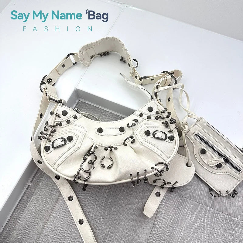 Cropped Studded Motorcycle Bag