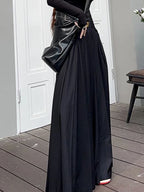 Pleated Solid Maxi Skirt