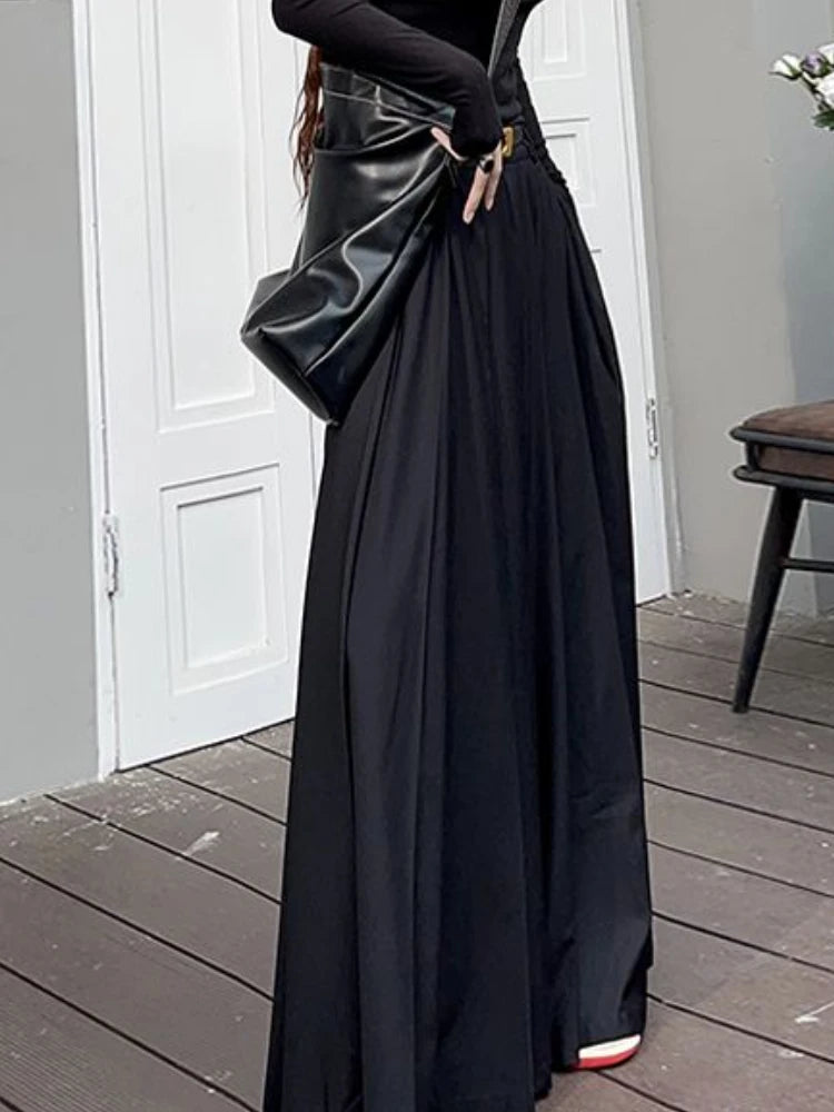 Pleated Solid Maxi Skirt