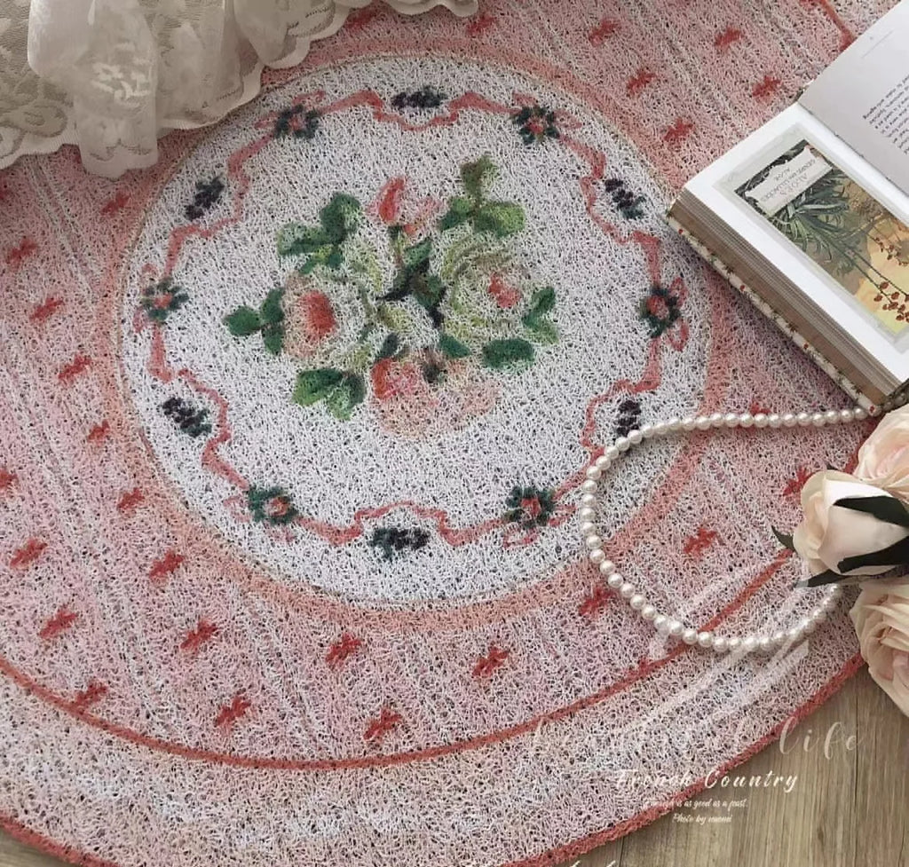 Oval Pink Rose and Cherub Mat