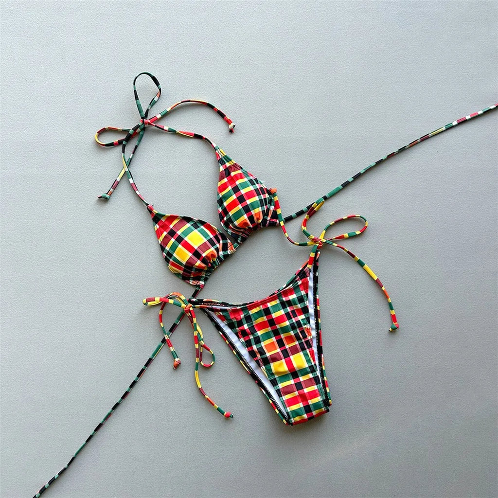 Plaid Halter Bikini