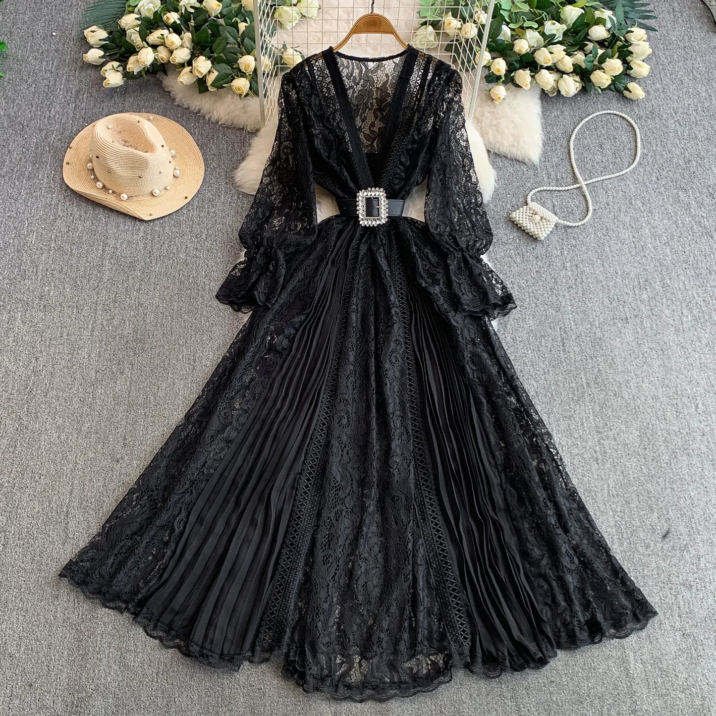 Lace V-Neck Dress