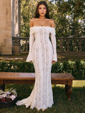 Floral Lace Off-shoulder Maxi Dress