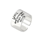 925 Sterling Silver Personality Wide Letters Adjustable Ring