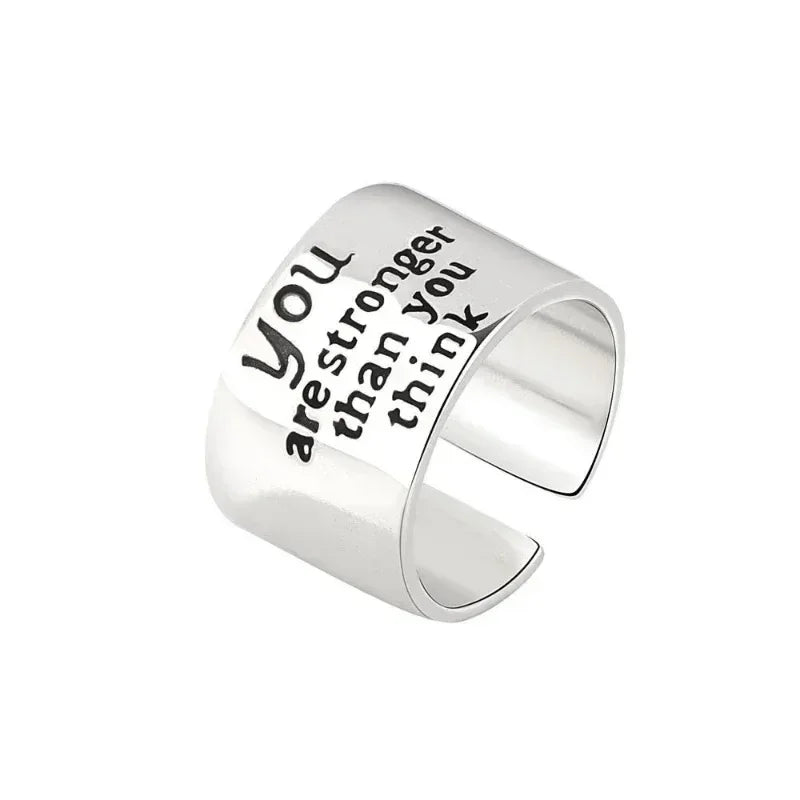 925 Sterling Silver Personality Wide Letters Adjustable Ring