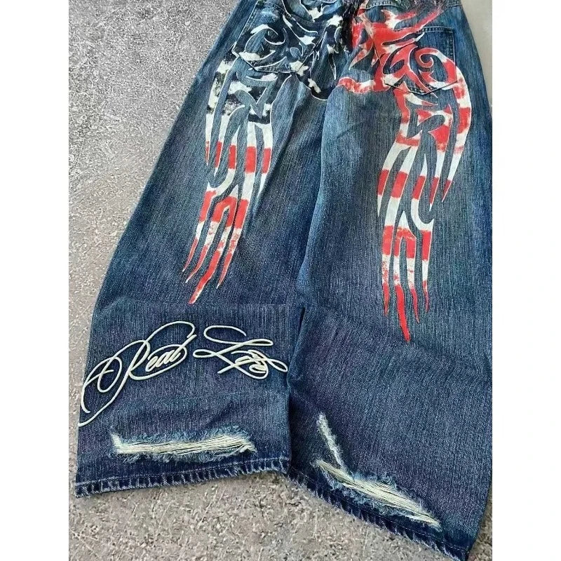Tribal Print Baggy Jeans