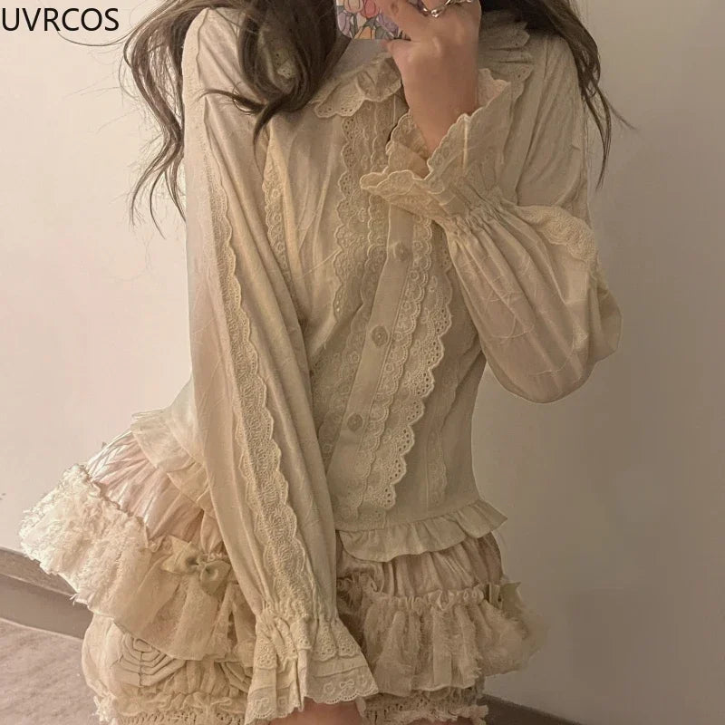 Ruffled Collar Button-Up