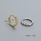 925 Sterling Silver Fashion Simple Drop Row Zircon Ear Buckle