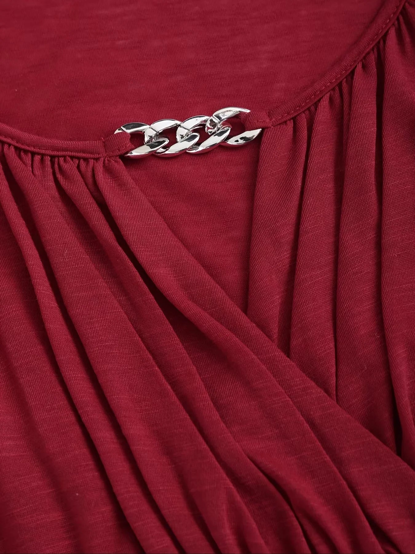 Draped Surplice Tunic Top with Heart Buckle Belt & Butterfly Sleeves