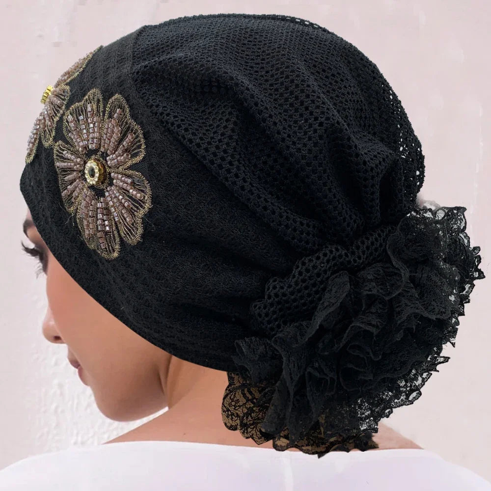 Muslim Under Scarf Hat Cancer Chemo Hats Turbante mujer Embroidery Turban Cap for Women Summer Breathable Head Wraps Bonnet