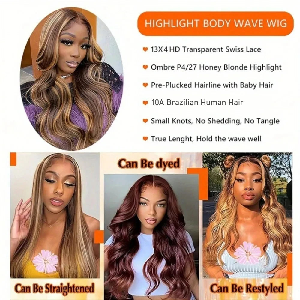Honey Blonde Ombre Brazilian Body Wave Wig